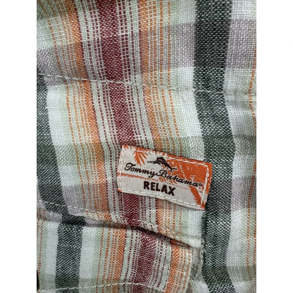 Tommy‎ Bahama Mens 100% Linen Chino Shorts Tag 36 Actual Size 38 Tropical Plaid